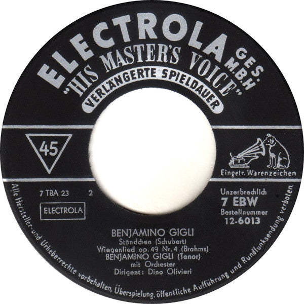 Beniamino Gigli : Benjamino Gigli Mit Chor Und Orchester (7", EP, Mono)
