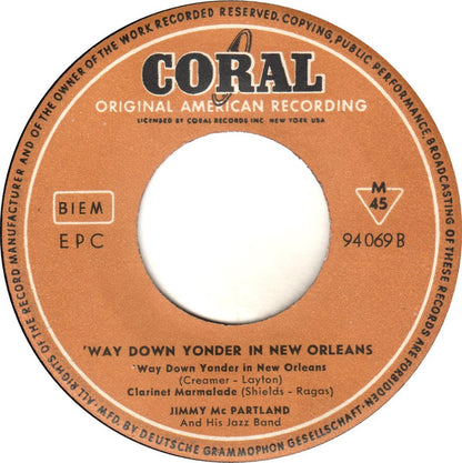 Jimmy McPartland & His Jazz Band : 'Way Down Yonder In New Orleans (7", EP)