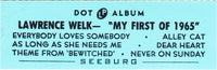 Lawrence Welk : My First Of 1965 (7", Jukebox, Mon)