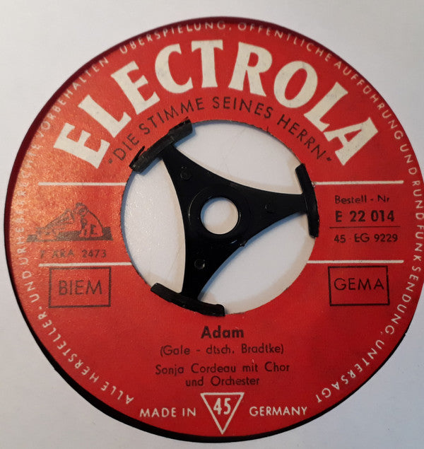Sonja Cordeau : Adam / Das Schöne Mädchen Aus Dem Magazin (7", Single)