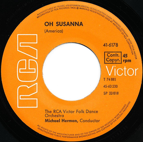 The RCA Victor Folk Dance Orchestra : Oh Susanna / The Irish Washerwoman (7", Single)