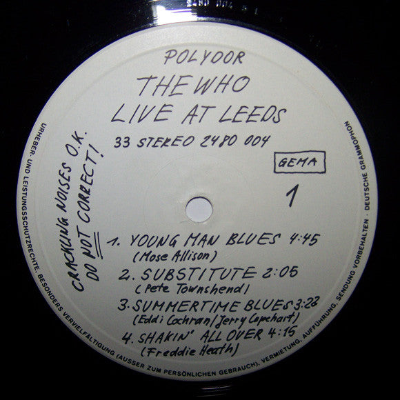 The Who : Live At Leeds (LP, Album, RE)
