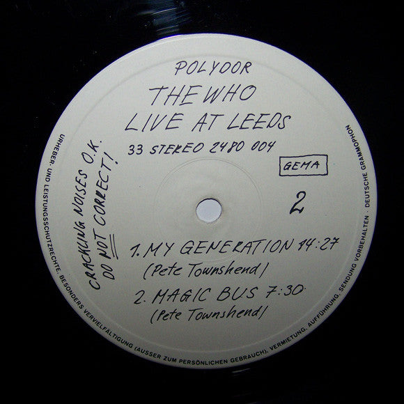The Who : Live At Leeds (LP, Album, RE)