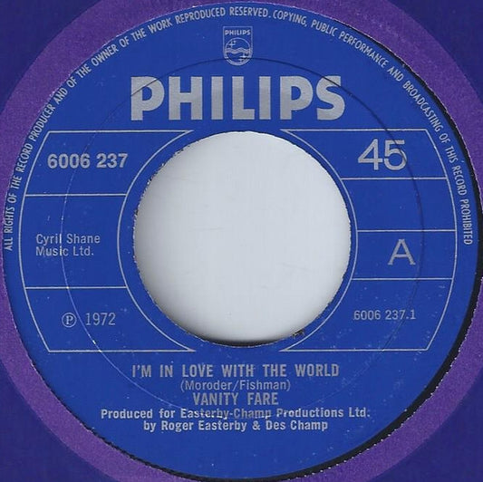 Vanity Fare : I'm In Love With The World (7", Single)