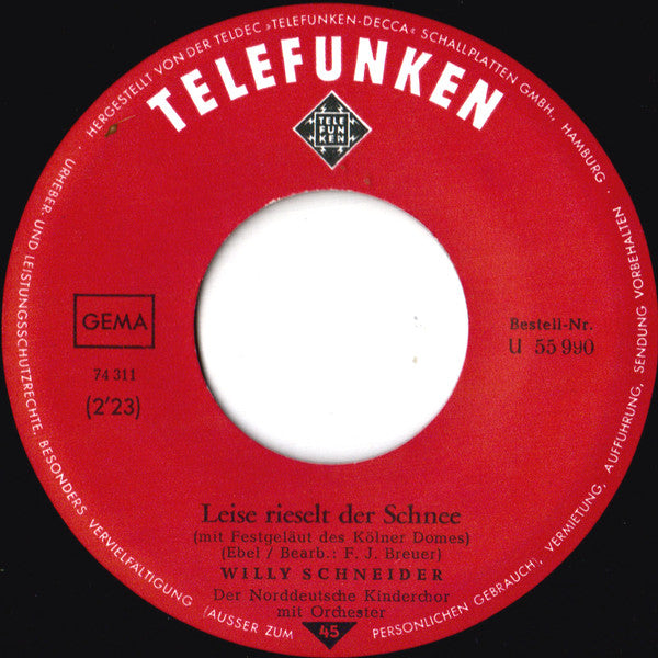 Willy Schneider : Aba Heidschi Bumbeidschi / Leise Rieselt Der Schnee (7", Single)