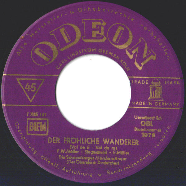 Schaumburger Märchensänger : Heimliche Liebe / Ein Hennlein Weiss / Der Fröhliche Wanderer (7", Single)