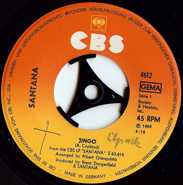 Santana : Jingo (7", Single, RE)