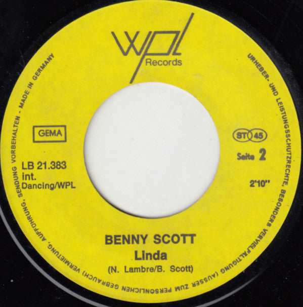 Benny Scott : When The First Teardrop Falls (7", Single)