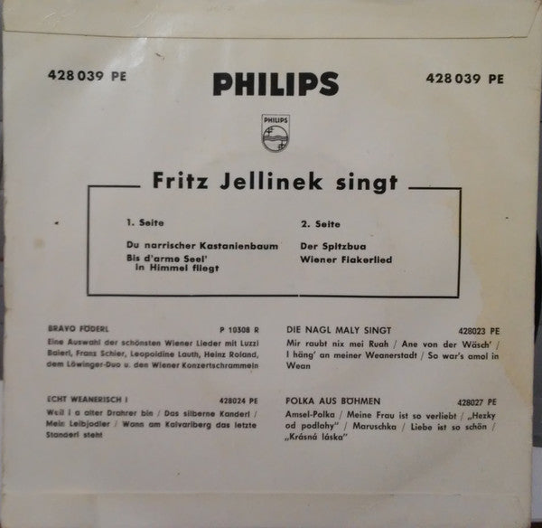 Fritz Jellinek : Fritz Jellinek Singt (7", Mono)