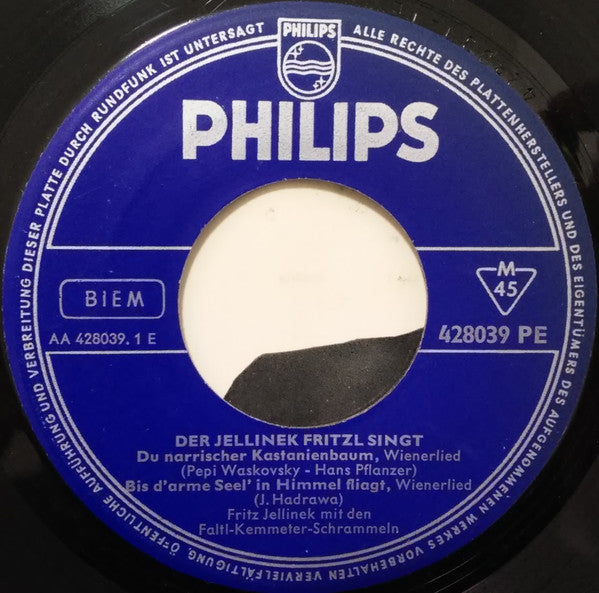 Fritz Jellinek : Fritz Jellinek Singt (7", Mono)
