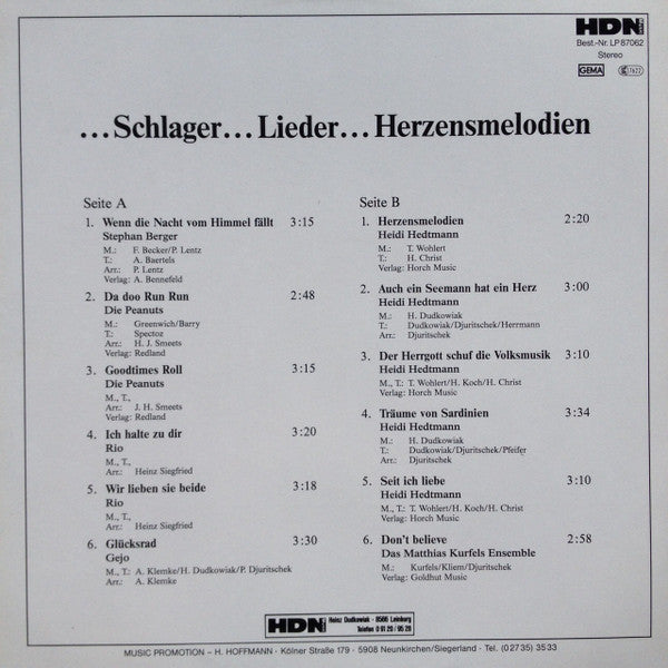Various : ...Schlager...Lieder...Herzensmelodien (LP, Comp)