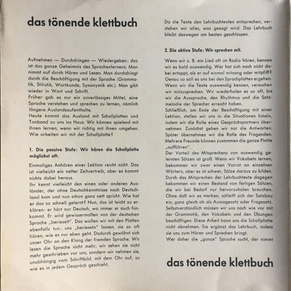 No Artist : Das Tönende Klettbuch - Etudes Françaises B1 (3x7")