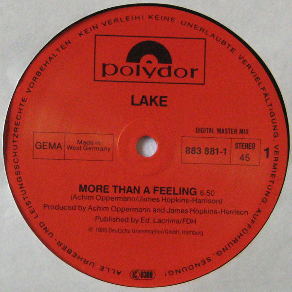 Lake (2) : More Than A Feeling (Special Remix) (12", Maxi)