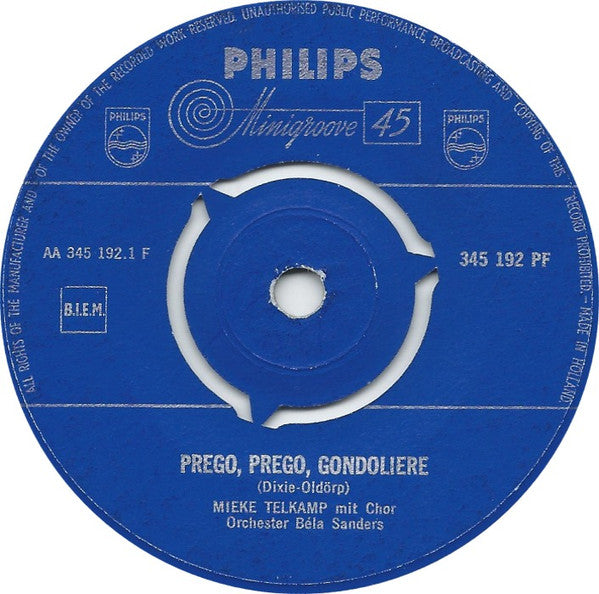 Mieke Telkamp : Prego, Prego, Gondoliere (7", Single)