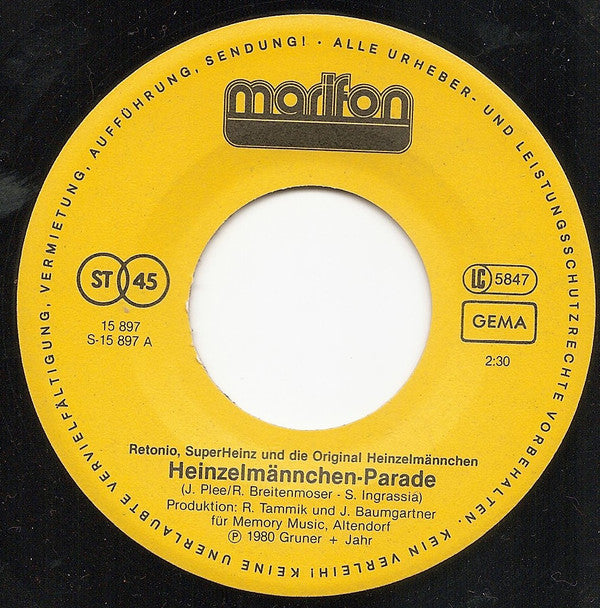 Reto & Toni's Heinzelmännchen : Heinzelmännchen-Parade (7", Single)