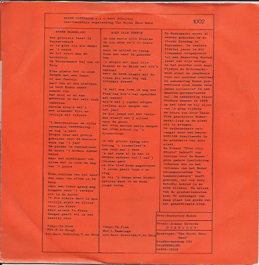 Het Rôner Zakenkoor Mmv The Royal Showband : Het Rônermaark Lied (7", Single)
