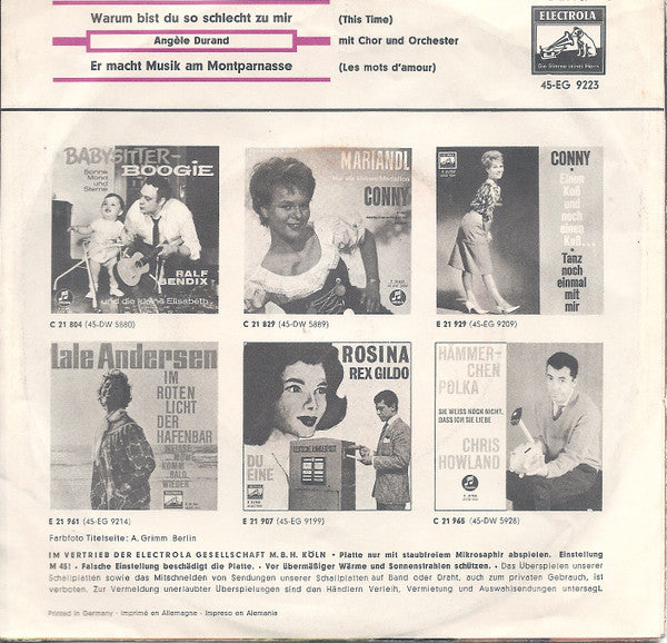 Angèle Durand : Warum Bist Du So Schlecht Zu Mir  (7", Single)