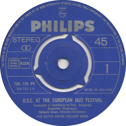 The Dutch Swing College Band : D.S.C. At The European Jazz Festival  (7", EP, Mono)