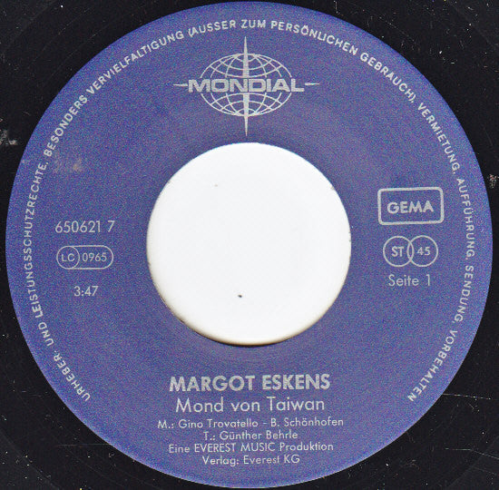 Margot Eskens : Mond Von Taiwan (7", Single)