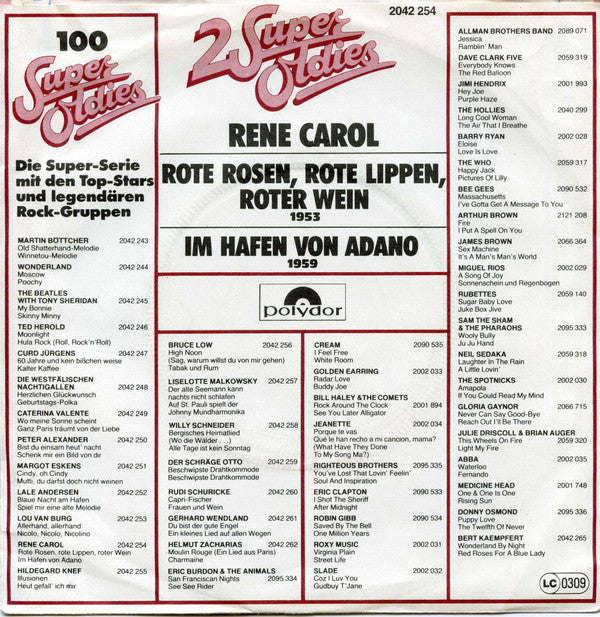 René Carol : Rote Rosen, Rote Lippen, Roter Wein / Im Hafen von Adano (7", Single)