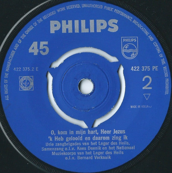 Kees Deenik, Leger Des Heils (2) En Het Nationaal Muziekkorps Leger Des Heils O.L.V. Bernard Verkaaik : Voorwaarts Christenstrijders (7", EP)