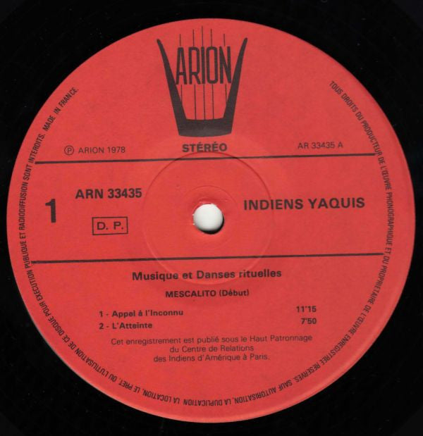Yaqui : Musique Et Danses Rituelles (LP)