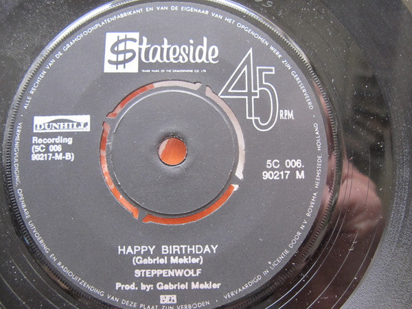 Steppenwolf : It's Never Too Late / Happy Birthday (7", Single)