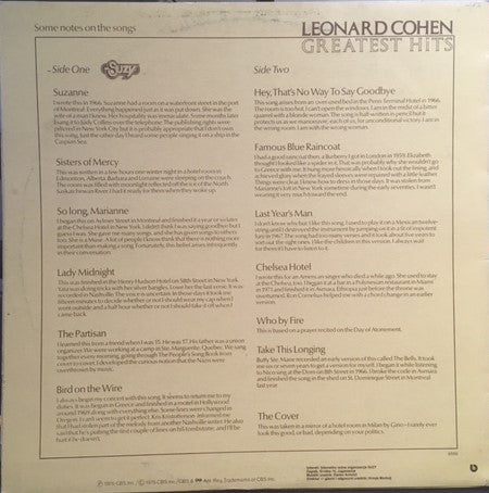 Leonard Cohen : Greatest Hits (LP, Comp, RE)