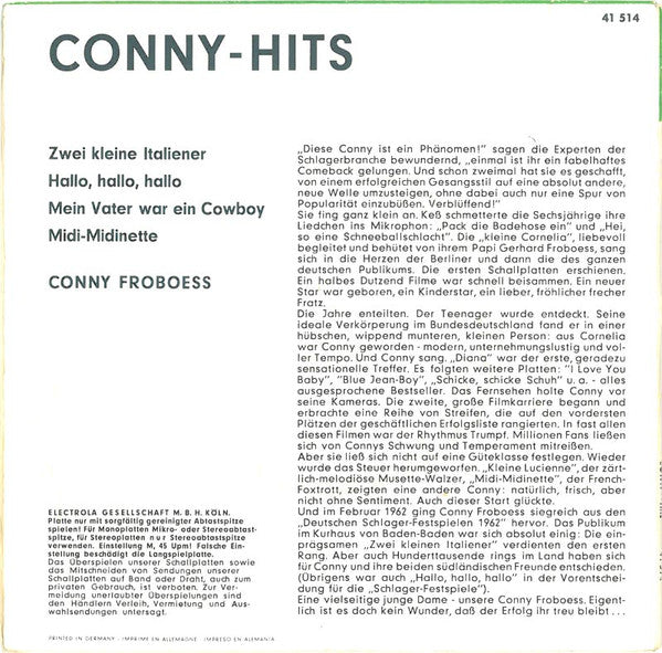 Conny Froboess : Conny-Hits (7", EP)