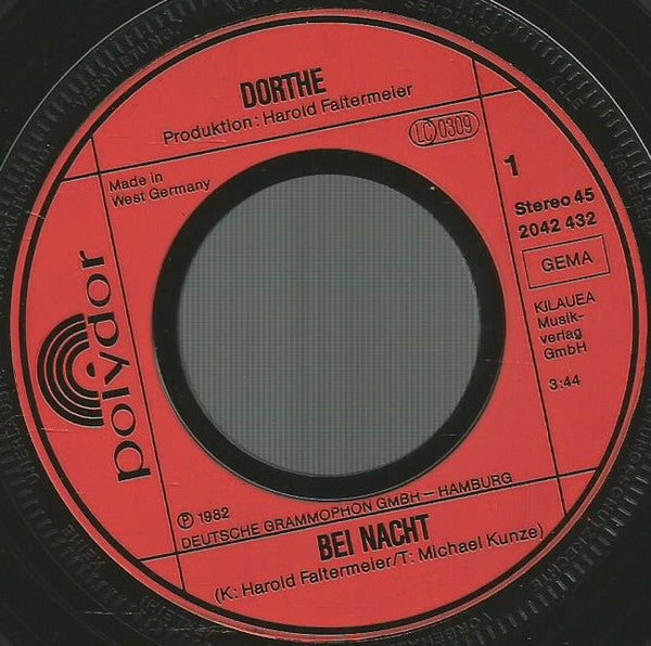 Dorthe Kollo : Bei Nacht / Gemeinsam Sind Wir Stärker (7", Single)