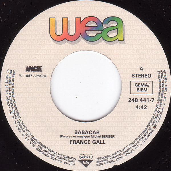 France Gall : Babacar (7", Single)