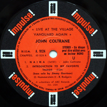 John Coltrane : Live At The Village Vanguard Again! (LP, Album, RE)