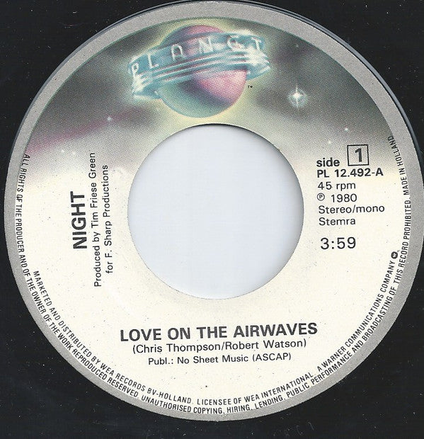 Night : Love On The Airwaves (7", Single)