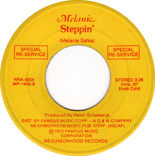 Melanie (2) : Steppin' (7", Single, Promo)
