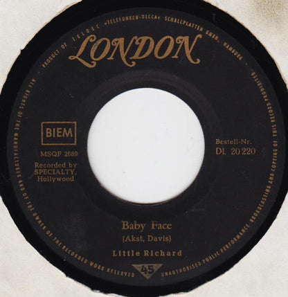 Little Richard : Baby Face / I'll Never Let You Go (7", Single)