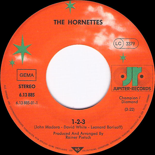 The Hornettes : 1 2 3 (7", Single)