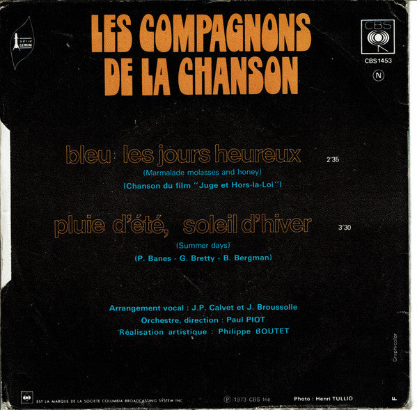 Les Compagnons De La Chanson : Bleu Les Jours Heureux / Pluie D'Été, Soleil D'Hiver (7", Single)