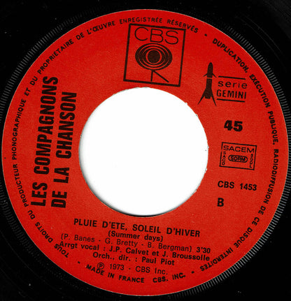 Les Compagnons De La Chanson : Bleu Les Jours Heureux / Pluie D'Été, Soleil D'Hiver (7", Single)