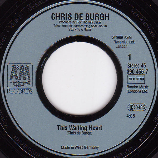 Chris de Burgh : This Waiting Heart (7", Single)