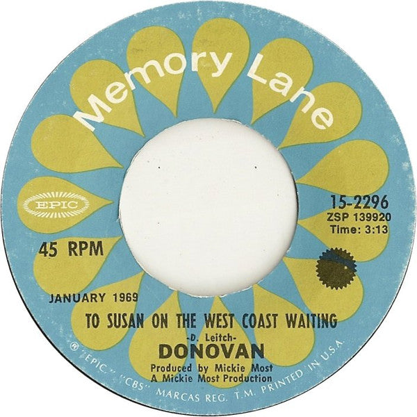 Donovan : To Susan On The West Coast Waiting (7", RE)