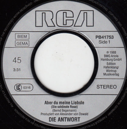 Die Antwort (2) : Aber Du Meine Liebste (Die Schönste Rose) / Unten Am Hafen (7", Single)