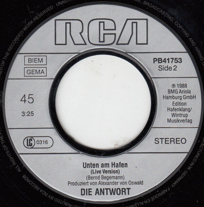 Die Antwort (2) : Aber Du Meine Liebste (Die Schönste Rose) / Unten Am Hafen (7", Single)