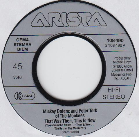 The Monkees : That Was Then, This Is Now (7", Single)