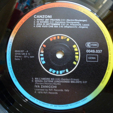 Iva Zanicchi : Canzoni (LP, Comp)
