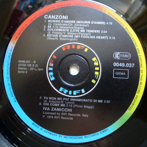 Iva Zanicchi : Canzoni (LP, Comp)