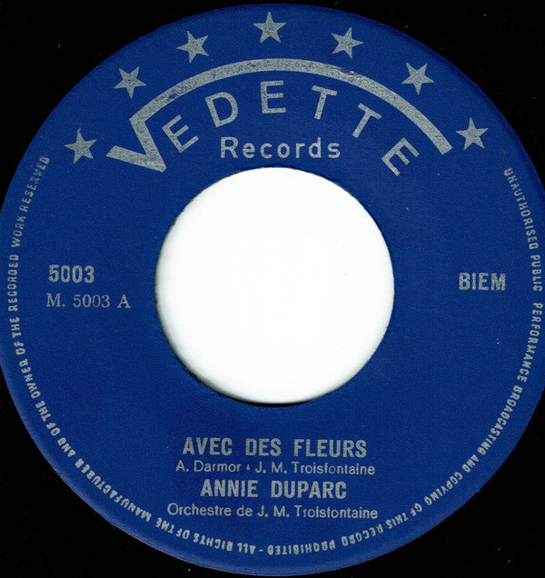 Annie Duparc : Avec Des Fleurs (7", Promo)