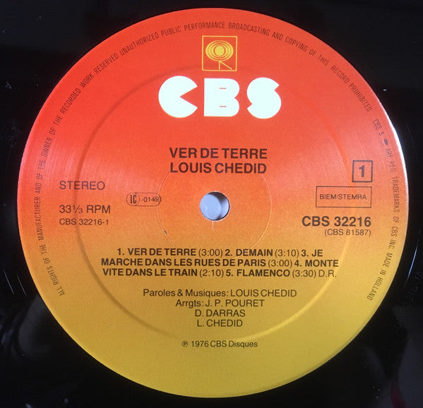 Louis Chedid : Ver De Terre (LP, Album, RE)