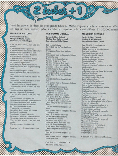 Michel Fugain et Le Big Bazar / Présence : Monsieur Bernard / SLC Rock (7", Smplr, Mou)