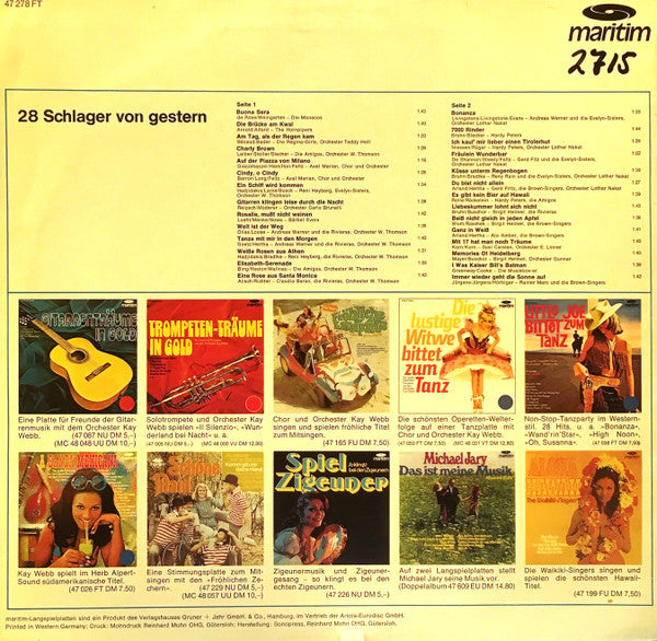 Various : 28 Schlager Von Gestern (LP, Comp)