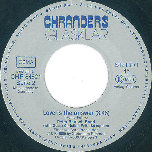 Peter Reusch : Wir Sind Geboren Um Zu Leben (7", Single)